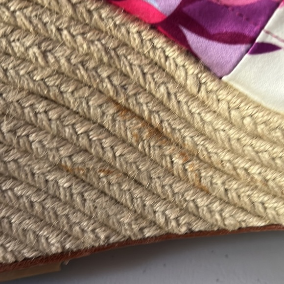 COACH Maritza Espadrille Platform Wedge Peep Toe Pink Canvas Heeled Sandals - Picture 10 of 12